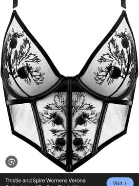 Thistle & Spire Verona Embroidered Longline Bra - Black